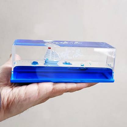 AirMount White Ship Show Decor Office Piece Home Ship Fluid Drift Bottle, Air Purifier Diffuser Ship Fluid Drift Bottle, Unsinkable Boat Decor, Wavy Boat in a Box
