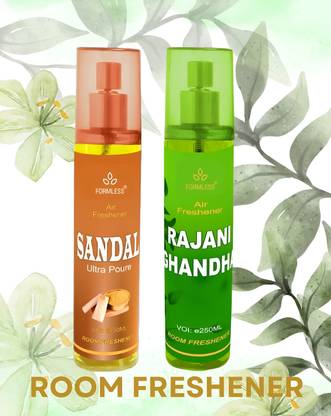 Formless rajnigandha, sandal Spray Rajnigandha 250ml Room Freshener 1pc. and Sandal 250ml Room freshener 1pc.