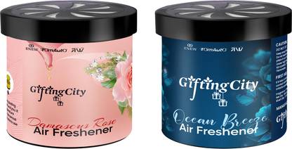 Enew Damascus Rose & Ocean Breeze Diffuser Set Refresh Drive Car Gel Air Freshener - Ocean Breeze & Damascus Rose - 2 Pack