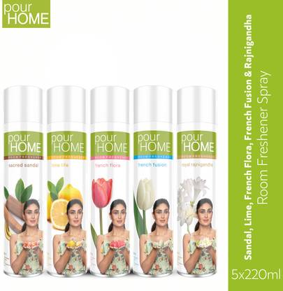 POUR HOME Sandal, Lime,Flora ,Fusion,Rajnigandh Spray Sandal, Lime,Flora ,Fusion,Rajnigandh