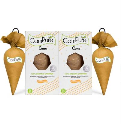 CamPure Cone Sandalwood - Pack of 2 Potpourri Camphor Cone Sandlwood - Room Freshener, Mosquito - Insect Repellent - Pack Of 2