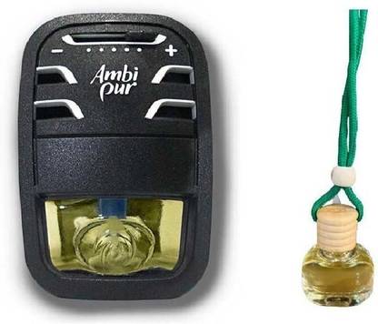 Ambipur Car Air Freshener-Exotic Jasmine, Starter Kit Essential oil hanging Perfume Blocks, Diffuser Set Air Freshener/Purifier Pur Toilet Real PerfuCar Freshener- Exotic Jasmine, Starter Kit 7.5 ml