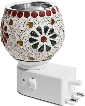 Pure Source India Mosaic Electric Aroma Diffuser, Kapoor Dani/Night Lamp, Essential Oil Camphor Burner Diffuser PSI-MOSAIC-ARMBRNR-FLRDSGN