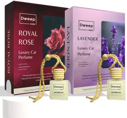 Dweep India Royalrose Car Perfume Car freshener, Lavender Car Perfume Air freshener hanging Diffuser Royalrose & Lavender Car Perfume, Fresh Aroma, Air Freshener, Car Fragrance