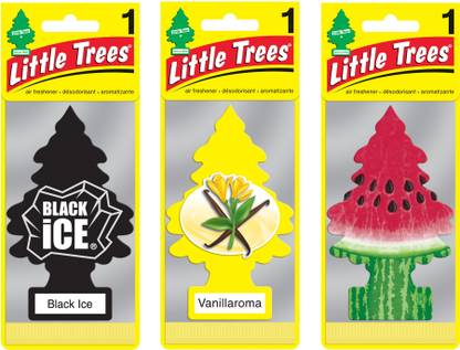 Little Trees Black Ice|Vanillaroma|Watermelon|Hang Air |(3 x 1 Units) Car Freshener Aroma Oil Black Ice|Vanillaroma|Watermelon|Hanging Trees|Combo of 3
