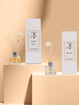 THE ACADOUR Lavender and vanilla and Irish Rose Reed Diffuser Set of 2 Reed Diffusers Lavender and vanilla and Irish Rose 100ml each