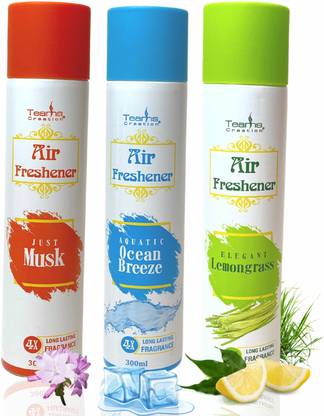 Teams Creation Air Freshener Combo Pack of 3, Lemon, Musk, Ocean Breeze, Room Freshener Spray Lemon Musk & Ocean Breeze Room Freshener Pack of 3