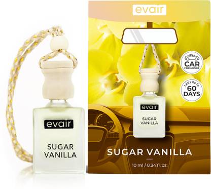 EVAIR Sugar Vanilla Car Freshener Diffuser Car Air Freshener with Essential Oils Fragrance in Glass Bottle