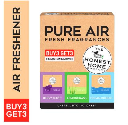 The Honest Home Company Berry Burst, Lemongrass, Ocean Breeze Blocks Pure Air | Powerful Gel - Based Air Freshener | Odour Control | Lasts Upto 30 Days | Assorted Pack of 3 (30g)