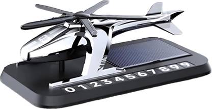 GlowMyst ® Solar Car Parking Number Plate Helicopter Car Perfume Car Freshener Diffuser Solar Parking Number Plate Helicopter