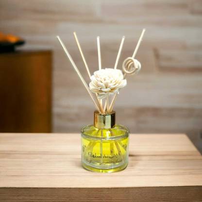 GLOBAL AROMA Mandarin Reed Diffuser Set Fragrance for Office, Home, Gym and Yoga Diffuser Set Mandarin Reed Diffuser Set 60ML,Fragrance for Office, Home, Gym and Yoga | Mood Enhancer, Smoke Less Room Freshener for Home