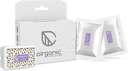 Airganic Aroma Car AC Vent - Lavender Starter Kit | Refills (1+1)pcs - 26gm Car Freshener Blocks Aroma Car AC Vent
