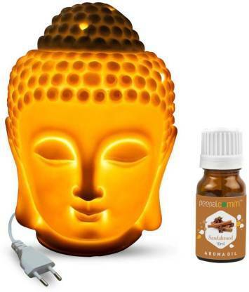 PeepalComm Sandalwood Aroma Oil, Diffuser Set Ceramic Electric Buddha Diffuser Night Lamp with Sandalwood Aroma Oil 10ml For Home Decor & Fragrance