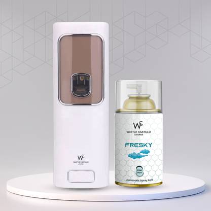 Wattle Castillo Automatic Room Air Freshener Dispenser + Fresky Refill 3000+ Automatic Spray WCL-265ml-Machine02-Fresky