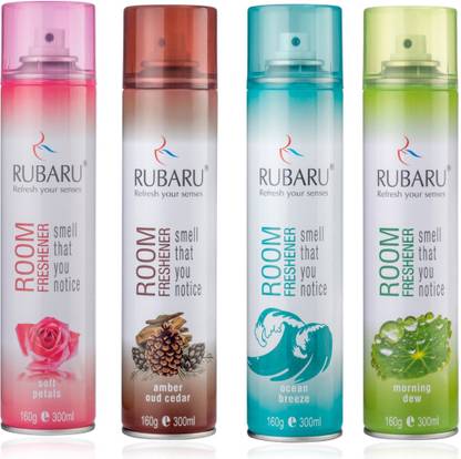 RUBARU MOON GLADE, SOFT PETALS, MORNING DEW, AMBER OUD CEDAR Spray SOFT PETALS & OUDH & MOON & MORNING ROOM FRESHENER | AIR FRESHENER SPRAY