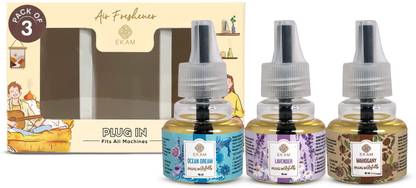 Ekam Pack of 3 Scented Air Freshener Plug-In Refill Lavender, Mahogany & Ocean Dream Refill Pack of 3 Scented Air Freshener Plug-In Refill | Lavender, Mahogany & Ocean Dream| 45 Ml Each