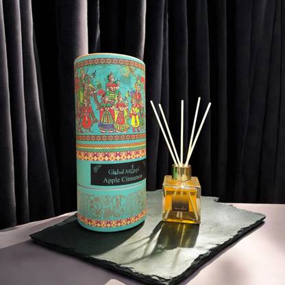 GLOBAL AROMA Reed Diffuser Set Apple Cinnamon Fragrance Diffuser Set CUBE-APPLE-CINNAMON-100ML W-FIBER