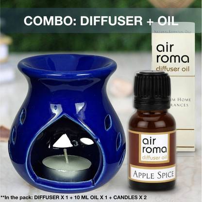 Airroma Aroma Oil Burner Diffuser, Diffuser Set, Aroma Oil Aroma Oil Burner Set Blue (Free 2 Tea