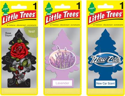 Little Trees Rose Thorn|Lavender|New Sent|Hang Air |(3 x 1 Units) Car Freshener Aroma Oil Rose Thorn|Lavender|New Car Scent|Hanging Trees|Combo of 3