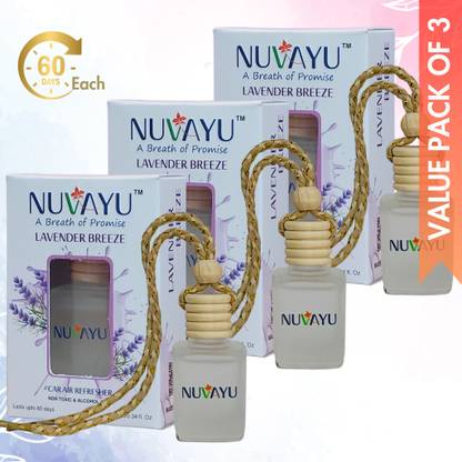 NUVAYU Lavender Breeze Car Freshener Diffuser Premium Car Hanging Diffuser Air freshener, Fresh Scent No Headache, Long Lasting, All Weather Aroma