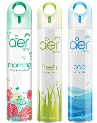 Godrej Aer MORNINGMISTYMEADOWS, FRESH LUSH GREEN, COOL SURF BLUE Spray Aer Morning, Fresh, Cool Spray