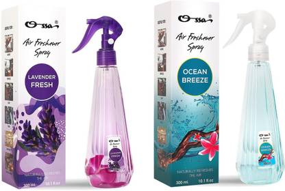 OSSA 1 LAVENDER FRESH & 1 OCEAN BREEZE AIR FRESHNER 300ML EACH, PACK OF 2. Spray 1 LAVENDER FRESH & 1 OCEAN BREEZE AIR FRESHNER 300ML EACH, PACK OF 2.