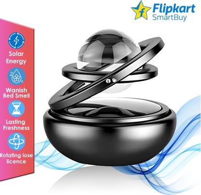 Flipkart SmartBuy Organic Air Freshener Perfume Solar Power Rotating Perfume Diffuser Car Freshener Diffuser Double Ring Solar Car Perfumes Crystal Auto Rotate Car Perfume Air Car Fresheners (Silver)