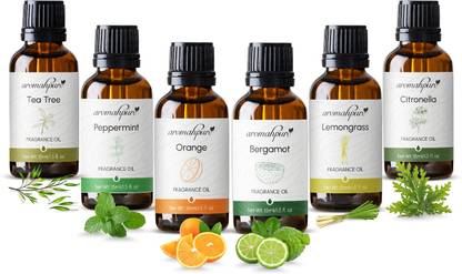 Aromahpure Fragrance Oil - Refreshing Series | Aroma Oil Home Fragrance Aroma Oil Fragrance Oil - Refreshing Series | 90 ml | Set of 6| Aroma Oil for Home Fragrance | Best for Aromatherapy | Used in Diffusers, Candles, Air Fresheners, Soaps.