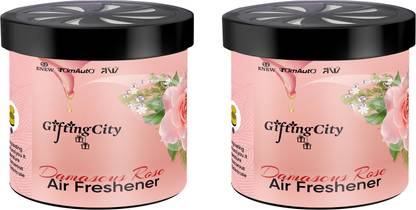 Enew Damascus Rose Diffuser Set Refresh Drive Car Gel Air Freshener - Damascus Rose - 2 Pack