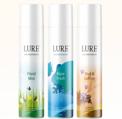 lure Luxury Floral Mist, Aqua Fresh & Oud & Saffron,Room Air Freshner Combo Pack Spray Luxury Floral Mist, Aqua Fresh & Oud & Saffron,Room Air Freshner Combo Pack