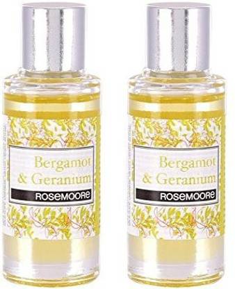 ROSeMOORe Bergamot & Geranium Aroma Oil Pure Scented Oil Bergamot & Geranium15ml Each - Can Be Used in Oil Burner and Electric Diffuser (Pack of 2)