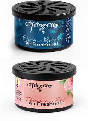 Enew Damascus Rose & Ocean Breeze Diffuser Set Refresh Drive Car Gel Air Freshener - Ocean Breeze & Damascus Rose - 2 Pack