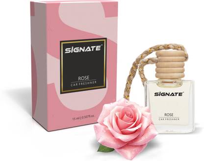 Signate Rose Aroma Oil Car Air Freshener, Long-Lasting Fragrance | Hanging pods | Odor Eliminator for Cars, Office, Home