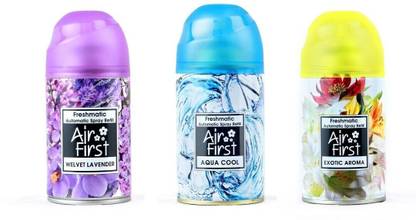 Air first Exotic Aroma, Velvet Lavender, Cool Refill AUTOMATIC SPRAY REFILL | Exotic Aroma, Aqua Cool, Lavender
