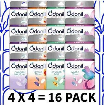 Odonil Long Lasting Odour, Mixed Fragrance, Assorted Blocks(pack of 16) Blocks mixesd fragrance of rose, jasmine, dew, lavender