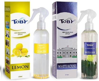 TOBY LEMON , WHITE HOUSE AIR FRESHENER,250 ml each,pack of 2. Spray LEMON , WHITE HOUSE AIR FRESHENER,250 ml each,pack of 2.