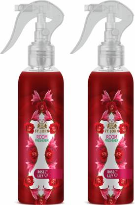 ST-JOHN Room Freshener | Long Lasting Fragrance | Rose & Lilly | Combo Pack of 2 Spray Room Freshener Spray Rose & Lily (Pack of 2) Long Lasting Fragrance (2x250ml)