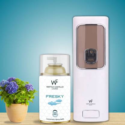Wattle Castillo Automatic Air Freshener Dispenser (Machine + Fresky Refill - 265ml) 3000+ Sprays Automatic Spray, Refill WC-Machine02+Fresky