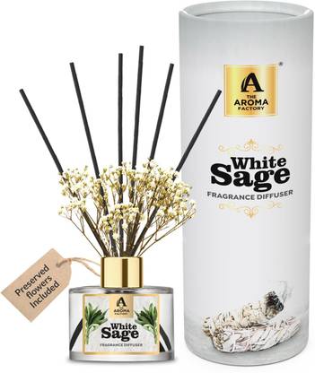 The Aroma Factory White Sage Diffuser Set Reed Diffuser Set (White Sage, 100ml Pack of 1)
