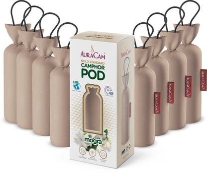AuraCam Camphor Mogra Pod Air Freshener, Long Lasting Original Freshener for Room Potpourri Gold Standard Camphor POD | Cone (Mogra) Set of 8, Air freshener For Room, Car, Bathroom, Office
