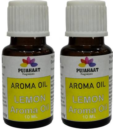 Pujahaat Lemon Aroma Oil Lemon Aroma Oil for Aromatherapy oils, Oil for diffusers, Humidifier oils- Setof2(2x10 ml)