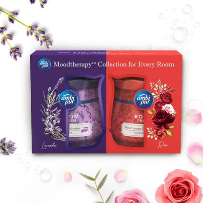 Ambipur Moodtherapy Collection, Pack of 2s (180g x 2), Lavender and Rose Diffuser Moodtherapy Collection, Pack of 2s (180g x 2), Relax & Unwind - Lavender and Love�s Bouquet - Rose