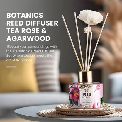 IRIS Botanics Tea Rose & Agarwood Diffuser Set Botanics Reed Diffuser Tea Rose & Agarwood