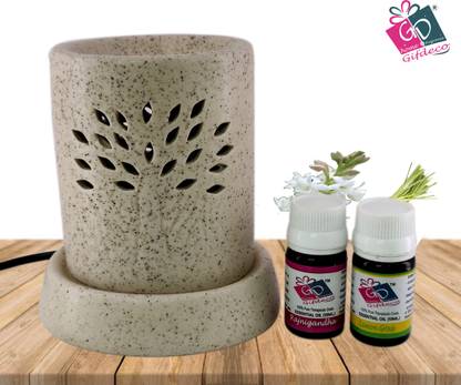 GIFDECO LEMONGRASS, RAJNIGANDHA Diffuser Set, Diffuser, Aroma Oil, Refill ED-WOODLEN