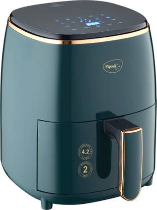 Pigeon Healthifry Digital with 360 High Speed Air Circulation Technology 1200 W with Non-Stick Basket - Green Air Fryer