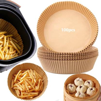 KAULDVISHE 100pcs Round Air Fryer Disposable Paper Liner Liners Baking Paper for Food Grade Air Fryer