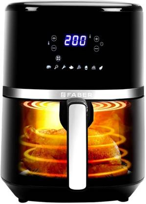 FABER FAF 6.0L VW BK 1500W, Fry, Roast, Grill, Bake, Digital Display, Viewing Window, Aesthetic Look, Swirl Cooking, Cool Touch Handle, 85% Reduced Oil Usage, Auto Shut Off, BPA Free, Compact Sleek Design, Manual Control, Non-Stick Pan Air Fryer