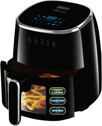 Inalsa Tasty Fry CDW 5.5 | Non‑Toxic Ceramic‑Coated Basket |1600 W|Visible Window Air Fryer