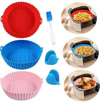 VALTUJA Air Fryer Reusable Silicone Pot Basket Liners with Ear Handles Air Fryer