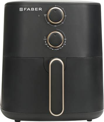 FABER FAF 6.0 DLX BK 1500W, Fry, Roast, Grill, Bake, Aesthetic Look, Swirl Cooking, Cool Touch Handle, 85% Reduced Oil Usage, Auto Shut Off, BPA Free, Compact Sleek Design, Manual Control, Non-Stick Pan Air Fryer